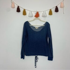 Cloth & Stone Boatneck Ombré Navy Blue Sweatshirt Size Small